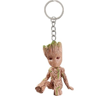 Baby Groot Action Figure Keychain Wood Like Cute Key chain for Car and Bikes Men Keyring