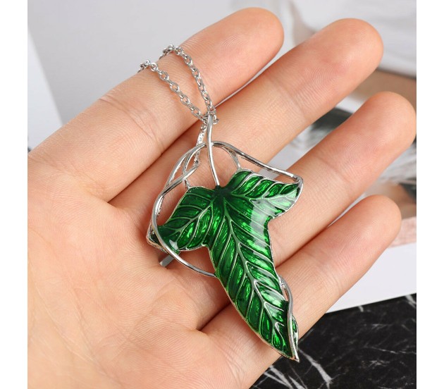 Lord of the Rings Elven Leaf Brooch with Chain Necklace 
