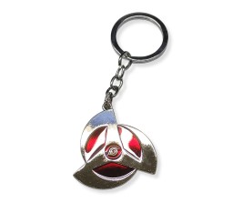 Anime Naruto Hatake Kakashi Sharingan Logo Red Flat Metal Keychain Key Chain for Car Bikes Key Ring