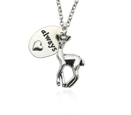 Always Love with Stag Locket Pendant Necklace for Women and Girls Silver