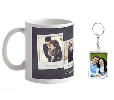 Personalized White Coffee Mug With Free 2 Side Acrylic Keychain