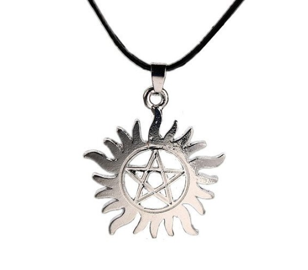 Supernatural Dean Pentagram Sun Star Silver Color Pedant Movie Necklace For  Men And women