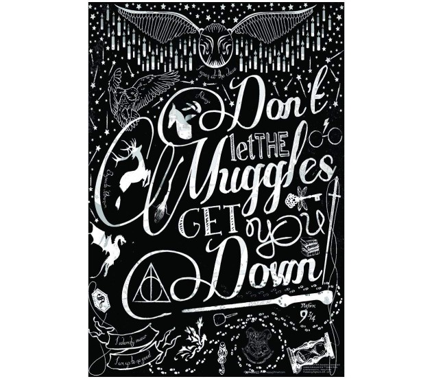 lsh Harry Potter Don't Let The Muggles Get You Down cork backed drinks coaster 