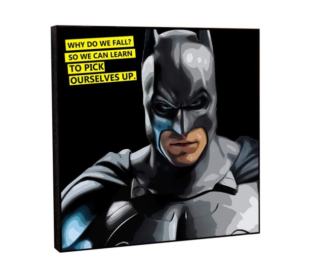 WB Official Batman Motivational Inpirational Quote Why Do We Fall Pop Art  Wooden Frame Poster