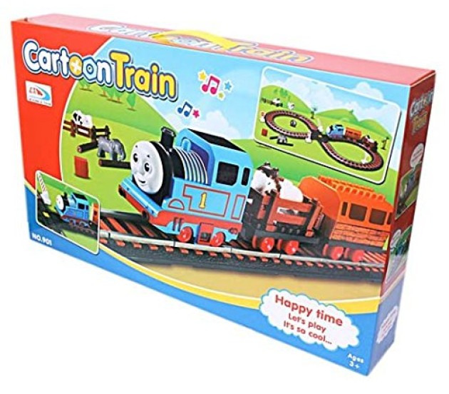 Thomas Cartoon Train Track with Crossword + Farm Animals + Carriage Builder  + Tree. Set of 26 Pcs
