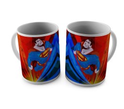  Superman Design in Blue an Red Costume Highlighting Logo Ceramic White Tea/Coffee Mug Qty 1