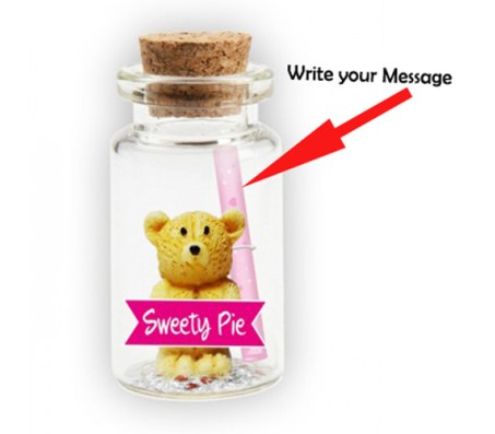 Message in A Bottle With Teddy & Sweety Pie Cut