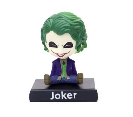 Joker From Batman Bobble Head for Car Dashboard with Mobile Holder Action Figure Toys Collectible Bobblehead Showpiece For Office Desk Table Top Toy For Kids and Adults Multicolor