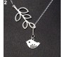 Leaf with Bird Silver Plated Pendant Elegant and Sweet Necklace for Women and Girls