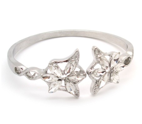 Lord Of The Rings Arwen Evenstar Open Leaf Flower Open Silver Bracelet
