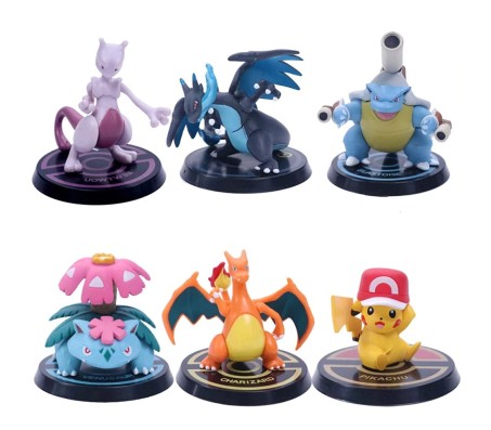 Set of 6 Pcs Pokemon Action Figure Miniature Doll for Car Dashboard Table Cake