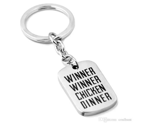 Pubg Battlegrounds Mobile India Winner Winner Chicken Dinner Dog Tag Metal Keychain Key Chain for Car Bikes Key Ring