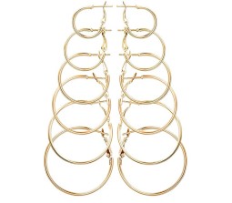 Big Large To Small Combo Set Of 6 Gold Ring Circle Shape Stylish Round Hoop Earrings For Women and Girls