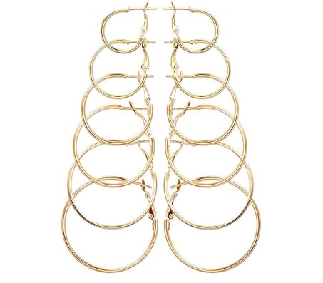 Big Large To Small Combo Set Of 6 Gold Ring Circle Shape Stylish Round Hoop Earrings For Women and Girls