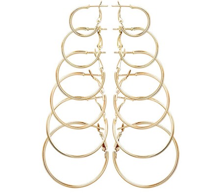 Big Large To Small Combo Set Of 6 Gold Ring Circle Shape Stylish Round Hoop Earrings For Women and Girls