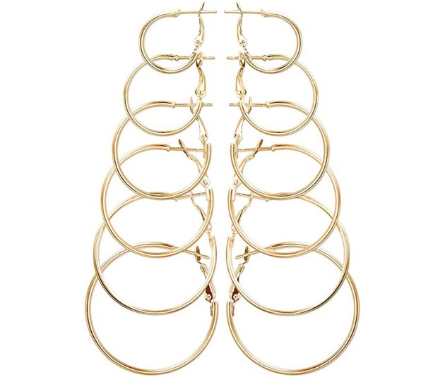 Big Large To Small Combo Set Of 6 Gold Ring Circle Shape Stylish