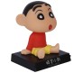 Shinchan Bobble Head for Car Dashboard with Mobile Holder Action Figure Toys Collectible Bobble Showpiece For Office Desk Table Top Toy For Kids and Adults Multicolor
