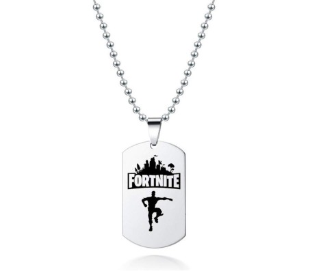 Fortnite Game Inspired Dog Tag Gaming Pendant Necklace Fashion Jewellery Silver
