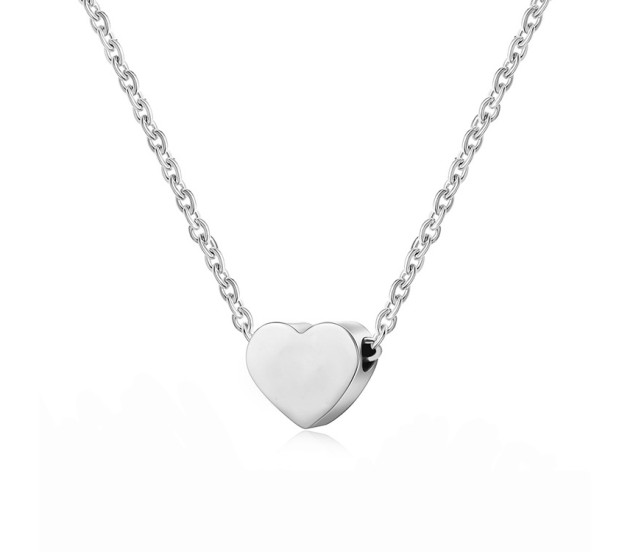 Silver Dainty Crescent Tiny Small Heart Pendant Necklace – The Colourful  Aura