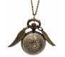 Golden Harry Potter Inspired Snitch Ball With Wings Round Dial Analogue Antique Pocket Watch Pendant with Bronze Necklace