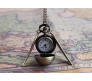 Golden Harry Potter Inspired Snitch Ball With Wings Round Dial Analogue Antique Pocket Watch Pendant with Bronze Necklace