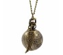 Golden Harry Potter Inspired Snitch Ball With Wings Round Dial Analogue Antique Pocket Watch Pendant with Bronze Necklace