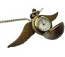 Golden Harry Potter Inspired Snitch Ball With Wings Round Dial Analogue Antique Pocket Watch Pendant with Bronze Necklace