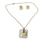 Enamel and Gold Plated Square Shape Pendant Set / Necklace Set with Earrings for Girls and Women