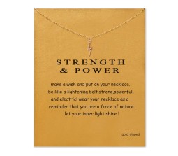Card + Strength & Power Lightning Symbol Potter Magical Pendant Necklace