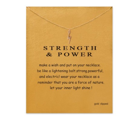 Card + Strength & Power Lightning Symbol Potter Magical Pendant Necklace