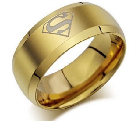 Superman Inspired Hope Symbol Gold Ring Casual Everyday Fashion for Men and Boys Size 8