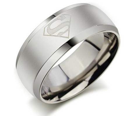 Superman Inspired Hope Symbol Silver Ring Casual Everyday Fashion for Men and Boys