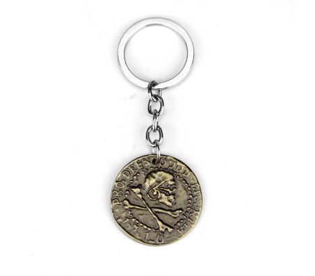 Uncharted 4 Antique Coin Ship and Skull Design Metal Game Keychain Key Chain for Car Bikes Key Ring