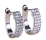 Hoop Earrings U Shape Crystal Studded 3 Layer Imitation Diamond Earring for Women and Girls Silver