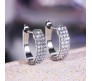 Hoop Earrings U Shape Crystal Studded 3 Layer Imitation Diamond Earring for Women and Girls Silver