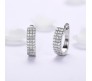 Hoop Earrings U Shape Crystal Studded 3 Layer Imitation Diamond Earring for Women and Girls Silver