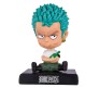 Bobble Head Zoro One Piece for Car Dashboard with Mobile Holder Action Figure Toys Collectible Bobblehead Showpiece For Office Desk Table Top Toy For Kids and Adults Multicolor