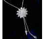 Fashion Crystal Silver Long Chain Stylish Pendant Necklace in Fancy Sunflower / Flower Design Jewelry Party or Daily Casual Wear for Women and Girls White Silver