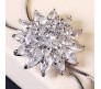 Fashion Crystal Silver Long Chain Stylish Pendant Necklace in Fancy Sunflower / Flower Design Jewelry Party or Daily Casual Wear for Women and Girls White Silver
