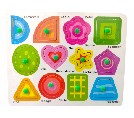 Wooden Colorful Geometry Shape Sorter Puzzle Board with Knobs Sorting Early Educational Learning Toys for Toddler Kids 1 2 to 3 Years + Multicolor