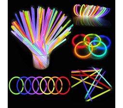 Premium Glow Stick Light Up Toys - Pack of 100 Glow In the Dark Lumi Bracelets & Necklaces - Party Favors Supplies Multicolor