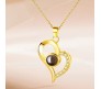 Gold Plated I Love You in 100 Languages Stylish Heart Pendant Chain Necklace Jewellery Valentine Gift for Girlfriend Women and Girls