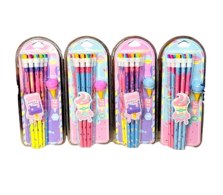 Combo of 4 Set of 52 Pcs Ice Cream Erasers Pencil Stationary Set for Kids With Icecream Shaped And Rainbow Design for Boys and Girld, Kids, Birthday Return Stationary Gifts for Kids