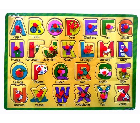 Wooden Puzzle English Alphabet ABCD Children Knob Educational Board with Letters Blocks and Knobs Learning Puzzles for Baby Kids Years 2 and 3 Toy Design 5 Multicolor