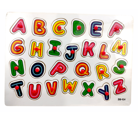 Wooden Puzzle English Alphabet ABCD Children Knob Educational Board with Letters Blocks and Knobs Learning Puzzles for Baby Kids Years 2 and 3 Toy Design 1 Multicolor