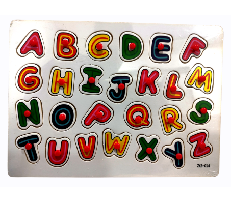 Wooden Puzzle English Alphabet ABCD Children Knob Educational Board with Letters Blocks and Knobs Learning Puzzles for Baby Kids Years 2 and 3 Toy Design 1 Multicolor