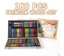 Deluxe Art Set 180 Piece Painting Drawing Kit Oil Pastels Crayon Colored Pencils Acrylic Paint Color Set Supplies Wooden Box for Gifting Rakhi Christmas Return Gift Birthday Kids Girls Boys