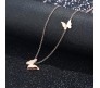 Stylish 18k Gold Plated Butterfly Necklace Pendant Simple and Fancy Jewellery for Women and Girls Rose Gold