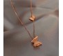 Stylish 18k Gold Plated Butterfly Necklace Pendant Simple and Fancy Jewellery for Women and Girls Rose Gold