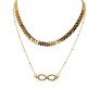 2 Layer Step Multi Layered Line Necklace Latest Western With Charms Infinity Rhinestone Leaves in Gold Plated for Women
